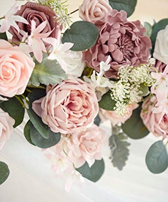 Product: Ling's Moment Artificial Flower Arch Decor with Sheer Drape (Set of 3) for Wedding Ceremony Aobor and Reception Backdrop Floral Arrangement Decor