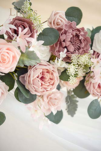 Product: Ling's Moment Artificial Flower Arch Decor with Sheer Drape (Set of 3) for Wedding Ceremony Aobor and Reception Backdrop Floral Arrangement Decor