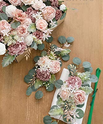 Product: Ling's Moment Artificial Flower Arch Decor with Sheer Drape (Set of 3) for Wedding Ceremony Aobor and Reception Backdrop Floral Arrangement Decor