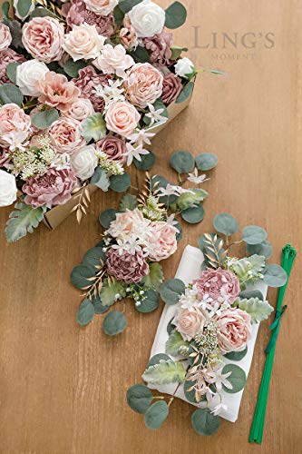 Product: Ling's Moment Artificial Flower Arch Decor with Sheer Drape (Set of 3) for Wedding Ceremony Aobor and Reception Backdrop Floral Arrangement Decor