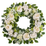 Product: TechKen Peony Spring Wreaths for Front Door Outside 22-24 inch Handmade Artificial Blooming Flower Wreath for Indoor Outdoor Wall Window Decorations Door Wreath