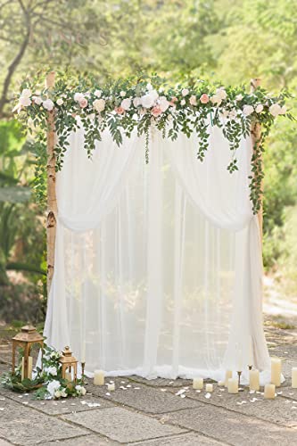 Silky Flower Store Artificial Wedding Arch Floral Garland Sage Green White Eucalyptus Rose, 6.5FT 2 2 Product: Ling's Moment Backdrop Floral Garland 6.5FT Artificial Wedding Arch Flowers Sage Green Decor, White Ceremony Reception Hanging Eucalyptus Rose Arbor Arrangement Outdoor Party Swag Home Decorations