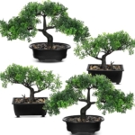 Product: Jexine 4 Pack Artificial Bonsai Tree, Indoor Small Fake Plants in Pots for Home Table Office Desk Bathroom Shelf Bookshelf Bedroom Living Room Farmhouse Decorations