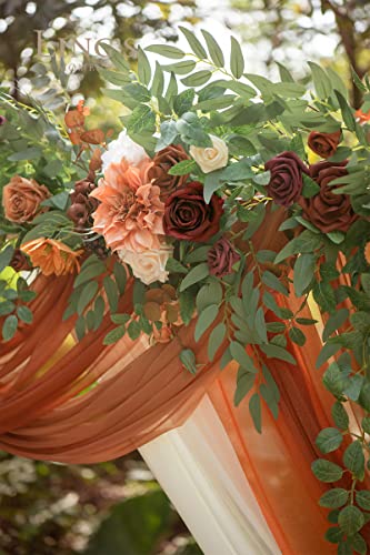 Silky Flower Store Fall Artificial Wedding Arch Flower Garland, Orange Eucalyptus Rose Backdrop Decorations, 6.5ft 3 3 Product: Ling's Moment 6.5FT Backdrop Flower Garland Decorations, Fall Artificial Wedding Arch Flowers, Orange Ceremony Reception Hanging Eucalyptus Rose Arbor Arrangement Outdoor Party Floral Swag