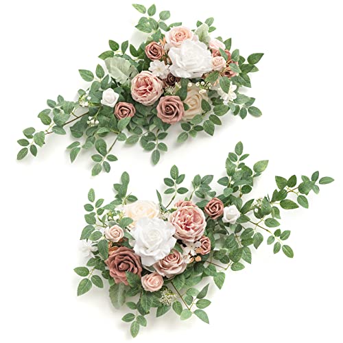 Product: Ling's Moment 2pcs Dusty Rose Artificial Flower Garland Floral Swags Centerpieces Blush Wedding Arch Flower Greenery Arrangements for Sweetheart Table Wall Window Home Garden Outdoor Decor