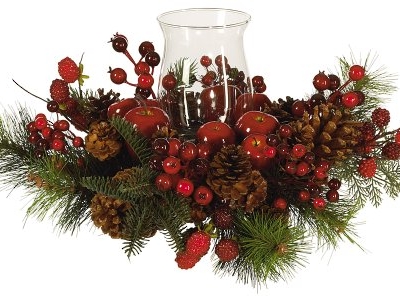Product: Nearly Natural 4654 Candleabrum Holiday, Red, 17.5x8.5x17.5