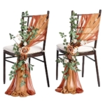 Product: Ling's Moment 8 Fall Wedding Chair Decorations Aisle Pew Church Artificial Flowers Greenery Swag Sunset Terracotta Orange Bench Ceremony Reception Floral Rose Arrangements Party Outdoor Decorations