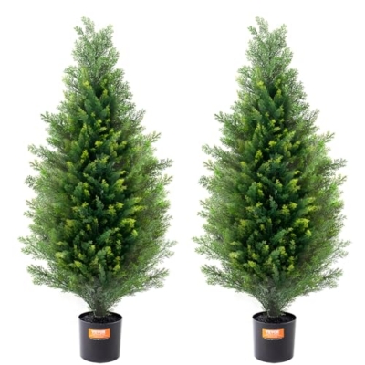 Product: VEVOR Artificial Cedar Topiary Tree, 36 inch Tall (2 Pieces), with Extra Leaves & Pot Faux Evergreen Fake Pine Cypress Trees Plant, UV Rated Artificial Greenery Set for Home Decor Indoor/Outdoor