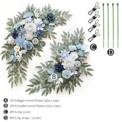 Product: WEIERYUE Artificial Wedding Arch Flowers Kit(Pack of 2) for Wedding Arch, Bridal Shower, Ceremony and Reception Backdrop Decoration (Blue Inspiration)