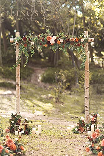 Silky Flower Store Fall Artificial Wedding Arch Flower Garland, Orange Eucalyptus Rose Backdrop Decorations, 6.5ft 2 2 Product: Ling's Moment 6.5FT Backdrop Flower Garland Decorations, Fall Artificial Wedding Arch Flowers, Orange Ceremony Reception Hanging Eucalyptus Rose Arbor Arrangement Outdoor Party Floral Swag
