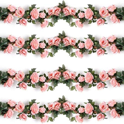 Silky Flower Store Artificial Rose Vine Garland, White Pink Silk Cherry Blossom Ivy Decor, 240cm 14 14 Product: TheStriven 2pcs Artificial Rose Vine with Green Leaves Artificial Sakura Cherry Blossom Ivy Garland Leaf Garland Flowers for Home Yard Fence Wedding Decor (White)