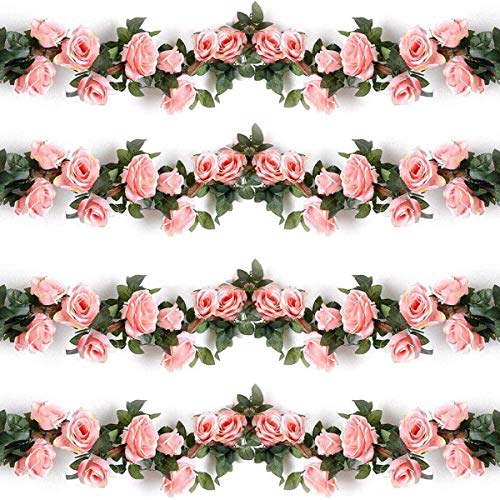 Silky Flower Store Artificial Rose Vine Garland, White Pink Silk Cherry Blossom Ivy Decor, 240cm 5 5 Product: TheStriven 2pcs Artificial Rose Vine with Green Leaves Artificial Sakura Cherry Blossom Ivy Garland Leaf Garland Flowers for Home Yard Fence Wedding Decor (White)