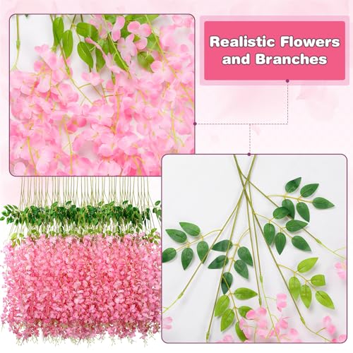 Silky Flower Store Artificial Wisteria Hanging Flowers, Pink Faux Wisteria Garland, Hanging Floral Decor, 3.6ft Long 3 3 Product: Alotiki Wisteria Hanging Flowers,Fake Hanging Flowers,Wisteria artificiales Garland for Home Wedding Arch Floral Party Garden Ceremony Outdoor Decor,3.6 feet Long(75,Pink)