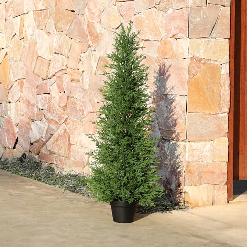 Product: 4FT OAKRED Artificial Cedar Topiary Tree - UV-Protected Norfolk Pine for Year-Round Outdoor & Indoor Decor