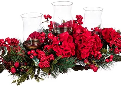 Product: Nearly Natural Artificial Hydrangea Holiday Candelabrum