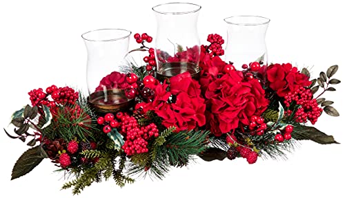 Product: Nearly Natural Artificial Hydrangea Holiday Candelabrum