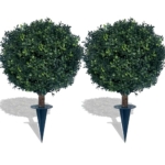 Product: kyesyes Artificial Boxwood Ball Bush 27" Tree UV Resistance Rated with Spike. Easy to Push in The Ground.Plant Looks Great in a Planter Anywhere. Indoor/Outdoor Decor 2 Pack