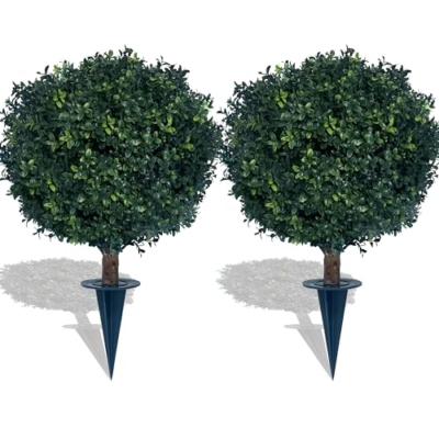 Product: kyesyes Artificial Boxwood Ball Bush 27" Tree UV Resistance Rated with Spike. Easy to Push in The Ground.Plant Looks Great in a Planter Anywhere. Indoor/Outdoor Decor 2 Pack