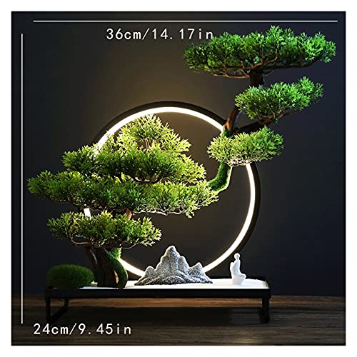 Product: Artificial Plants Fake Bonsai Tree 9 Inches Artificial Bonsai Pine Tree，Realistic Fake Plant Decoration, Faux Plants with Statues of Little Monks, for Desktop Display， Zen Garden Décor House Plant