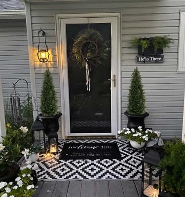 Product: Aveyas 4ft Artificial Cedar Topiary Trees for Outdoor Front Porch Door, 4 Feet Faux Potted Plants Evergreen Fake Pine Cypress Tree for Outside Home Decor (4 ft Tall) - Set of 2 Pack