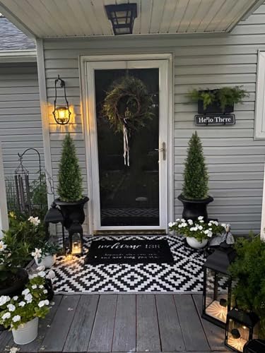 Product: Aveyas 4ft Artificial Cedar Topiary Trees for Outdoor Front Porch Door, 4 Feet Faux Potted Plants Evergreen Fake Pine Cypress Tree for Outside Home Decor (4 ft Tall) - Set of 2 Pack