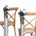 Product: DreamBuilt Wedding Aisle Decorations for Wedding Ceremony Set of 10 Pew Flowers for Church Chair Decorations Party Decor with Artificial Flowers Eucalyptus and Ribbons Blue