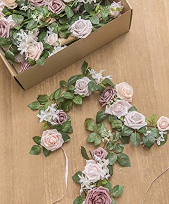 Product: Ling's Moment 6Pack 2ft Artificial Flowers Garland Dusty Rose & Pink Lantern Flower Centerpieces Wedding Aisle Decor Chair Flowers Arch Floral for Signs DIY Table Wall Window Cake Decoration