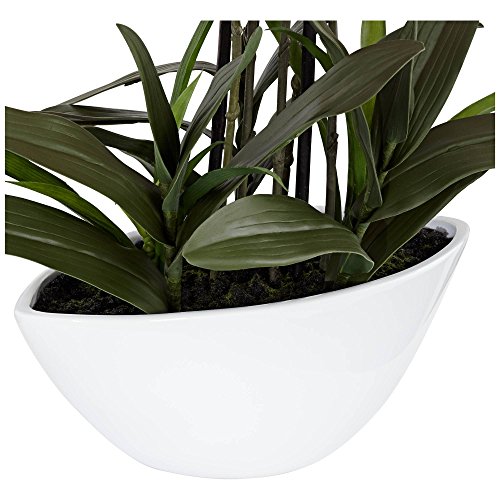 Product: Dahlia Studios Potted Silk Faux Artificial Flowers Arrangement Realistic Pink Orchid in White Ceramic Oval Pot for Home Decoration Living Room Office Bedroom Bathroom Kitchen Dining 28" High