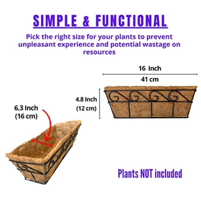 Product: LaLaGreen Wall Mounted Planters - 16 Inch, 4 Pack Window Flower Boxes Basket Outdoor, Balcony Planter Over The Rail, Deck Railing Hanging with Coco Liners, Metal Horse Troughs Fence Patio Porch