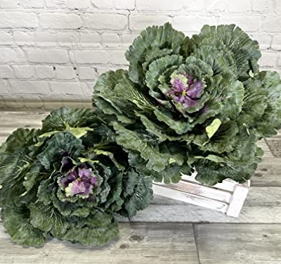Silky Flower Store Faux Cabbage Artificial Vegetables, Green Decorative Produce, 4 Piece Set, Indoor Faux Farmhouse Décor, 20.5cm 7 7 Product: Admired By Nature Faux Cabbage Artificial Vegetables Realistic Fake Food Plants Props Artificial Decorative Cabbage Plant for Home Decor Wedding Kitchen Decoration Fake Food Display, Green, 4 Pc Set