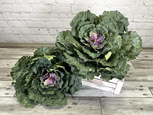 Silky Flower Store Faux Cabbage Artificial Vegetables, Green Decorative Produce, 4 Piece Set, Indoor Faux Farmhouse Décor, 20.5cm 2 2 Product: Admired By Nature Faux Cabbage Artificial Vegetables Realistic Fake Food Plants Props Artificial Decorative Cabbage Plant for Home Decor Wedding Kitchen Decoration Fake Food Display, Green, 4 Pc Set