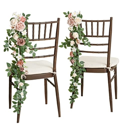 Product: Ling's Moment 10pcs Wedding Chair Decorations Aisle Floral Swag Artificial Pew Flowers Hanging Garland Pink Blush & Cream For Ceremony Reception Church Rose Floral Faux Arrangement Party Outdoor Decor