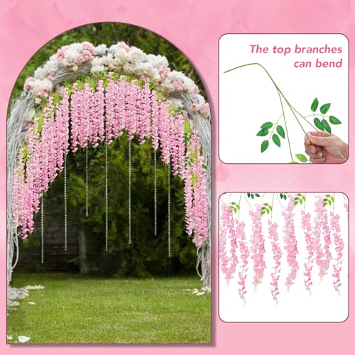 Silky Flower Store Artificial Wisteria Hanging Flowers, Pink Faux Wisteria Garland, Hanging Floral Decor, 3.6ft Long 4 4 Product: Alotiki Wisteria Hanging Flowers,Fake Hanging Flowers,Wisteria artificiales Garland for Home Wedding Arch Floral Party Garden Ceremony Outdoor Decor,3.6 feet Long(75,Pink)