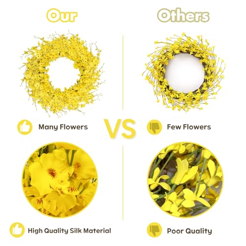Silky Flower Store 24inch Artificial Forsythia Yellow Flowers Wreath, Silk Leaves Spring Summer Front Door Porch Farmhouse Patio Garden Decor, Orchid 2 2 Product: WELL KNOWN 24inch Artificial Forsythia Yellow Flowers Wreath, Silk Leaves Wreath for Spring Summer Seasonal Decor, Front Door Porch Farmhouse Patio Garden Home Decor (Orchid)