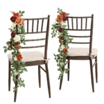 Product: Ling's Moment Fall Wedding 10pcs Chair Decorations Aisle Floral Swag Artificial Pew Flowers Hanging Garlands Orange Terracotta for Ceremony Reception Church Rose Floral Arrangement Party Outdoor Decor