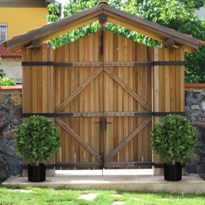 Product: Gonuien 20" Outdoor Evergreens in Outdoor Artificial Shrub Potted Plant Plant for Indoor Porch of Home and Office 2 Pieces a Set Topiary Trees Faux Boxwood