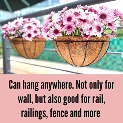 Product: LaLaGreen Large Wall Flower Baskets, 6 Pack, 16 Inch Rail Planter for Outdoor Plants, Metal Wire Plants Holders with Coco Liner Outside Fence Balcony Garden Pots Railings Hanging Deck Porch Decor