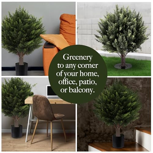 Product: AUMMOOH 15.7 inch Height Set of Two Artificial Cypress Topiary – Breathe Life & Lushness into Any Space – Lifelike – UV-Resistant Great for Indoors & Outdoor - Easy to Install – Fade-Proof
