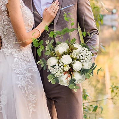 Product: LESING Bridal Wedding Bouquets Artificial Peony Flowers Bouquet Handmade Romantic Wedding Bouquets for Bride Bridesmaid Holding Flowers (Bouquet-Peony White)