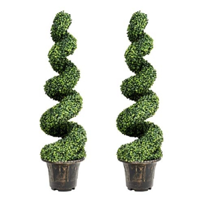 Product: GOPLUS 4 Ft Artificial Boxwood Spiral Topiary Tree - Lifelike Fake Greenery for Home & Garden Decor