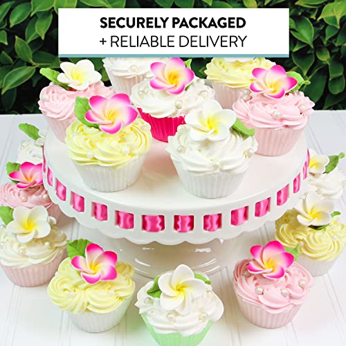 Silky Flower Store Global Sugar Art Tropical Frangipani Plumeria Edible Sugar Flowers, 24 Count, Chef Alan Tetreault, 24 Count 3 3 Product: Global Sugar Art Tropical Frangipani Plumeria Edible Sugar Flower Blossoms, Wedding Cake & Cupcake Flowers with Leaves, 24 Count by Count by Chef Alan Tetreault