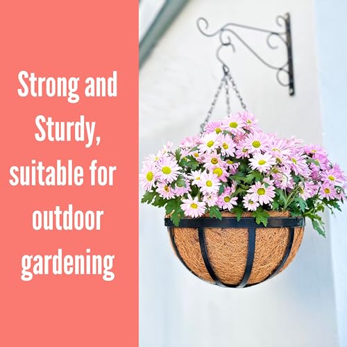 Silky Flower Store Outdoor Hanging Planter Baskets, Coco Liner Metal Round Flower Pots, 6 Pack, 12 Inch 6 6 Product: LaLaGreen Outdoor Hanging Baskets for Plants (6 Pack, 12 Inch) Medium Hanging Planter with Coco Liner, Flat Iron Metal Round Plant Flower Pots for Deck Patio Porch Garden Balcony Outside Decoration