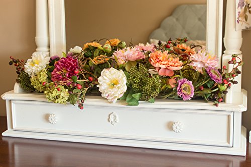 Silky Flower Store Mixed Mini Peony Silk Flower Centerpiece, Artificial Floral Arrangement, Rustic Twig Base, 34W x 10D x 6.5H 2 2 Product: Nearly Natural 4665 Mixed Mini Peony Centerpiece Silk Flower Arrangement,10"D x 34"W x 6.5"H