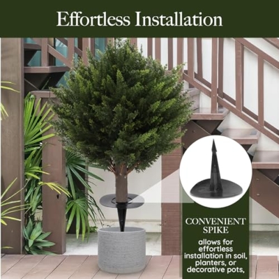 Product: AUMMOOH 15.7 inch Height Set of Two Artificial Cypress Topiary – Breathe Life & Lushness into Any Space – Lifelike – UV-Resistant Great for Indoors & Outdoor - Easy to Install – Fade-Proof