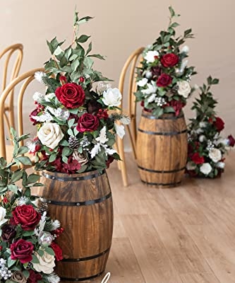 Silky Flower Store Fall Artificial Flower Arrangements, Red Sparkle Arch Decorations, Wedding Ceremony Aisle Decor, 22in Tall 5 5 Product: Ling's Moment 22" Tall Fall Free Standing Artificial Flowers Arrangements 2pcs Wedding Aisle Runner Chair Decorations Christmas Red Sparkle Arch Entryway Ceremony Reception Church Rose Floral Party