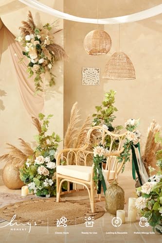 Silky Flower Store Wedding Aisle Pew Flowers, Emerald Tawny Beige Faux Arrangements, Chiffon Ribbons, Ceremony Chair Back Decor, 8 Piece Set, 32.5cm 1 1 Product: Ling's Moment 8 Wedding Aisle Pew Artificial Flowers Arrangements Emerald Tawny Beige for Ceremony Chair Back Floral Decorations with Chiffon Ribbons Reception Church Rose Faux Hanging Party Outdoor