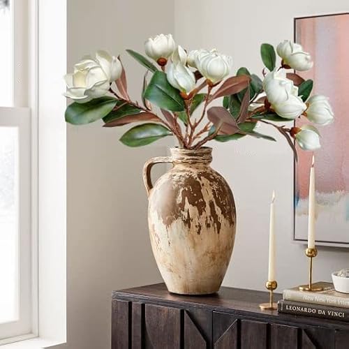 Silky Flower Store Artificial Magnolia Flowers Branches, Lifelike White Magnolia Stems, Pack of 4, 30in 4 4 Product: Dophinena Artificial Magnolia Flowers Branches Lifelike White Magnolia Stems for Home Decor Wedding Bouquet Table Centerpieces Floral Arrangment (Pack of 4pcs)