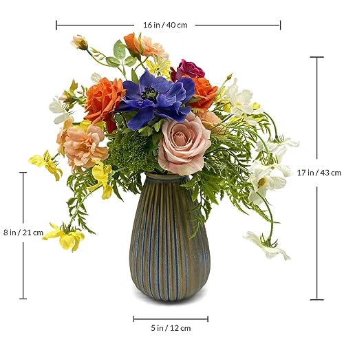Silky Flower Store Artificial Faux Flowers in Vase, Silk Floral Centerpiece, Table Decor for Dining Room Home Decor, Spring Gift, 32.5cm 3 3 Product: WAKISAKI Artificial Faux Flowers in Vase, Silk Flower Arrangement Artificial Floral Centerpiece, Table Centerpieces for Dining Room Home Decor Valentine's Day Gift (Spring)