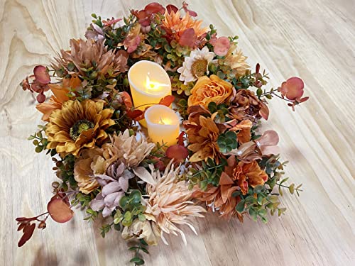 Silky Flower Store Artificial Eucalyptus Garland with Flowers, Faux Greenery Mantle Decor, Fall Red Floral Vine, 3.2ft 4 4 Product: MARTHA&IVAN Eucalyptus Garland Greenery Artificial Eucalyptus Garland Mantle Decor Wedding Decoration(Red Fall+Flowers)