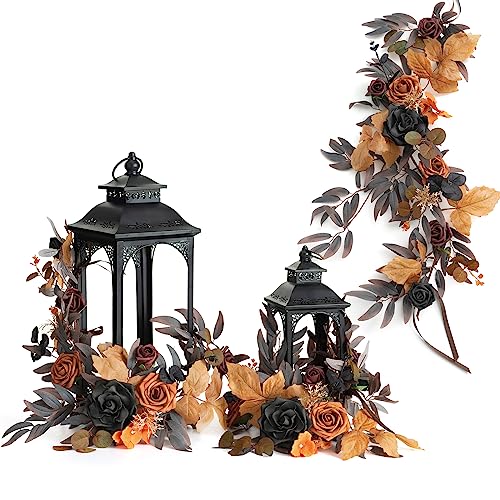 Ling's Moment 6Pack 2ft Artificial Flowers Garland Black Lantern Flower Centerpieces Wedding Aisle Decor Chair Flowers Arch Floral for Signs DIY Table Wall Window Cake Halloween Decoration - Artificial Flower Arrangements Product: Ling's Moment 6Pack 2ft Artificial Flowers Garland Black Lantern Flower Centerpieces Wedding Aisle Decor Chair Flowers Arch Floral for Signs DIY Table Wall Window Cake Halloween Decoration